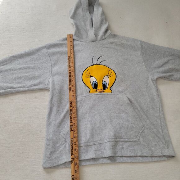 Vtg Looney Tunes Sweatshirt Sz M Womens Tweety Bird Hoodie 90s Retro Y2K Cartoon - Picture 9 of 16